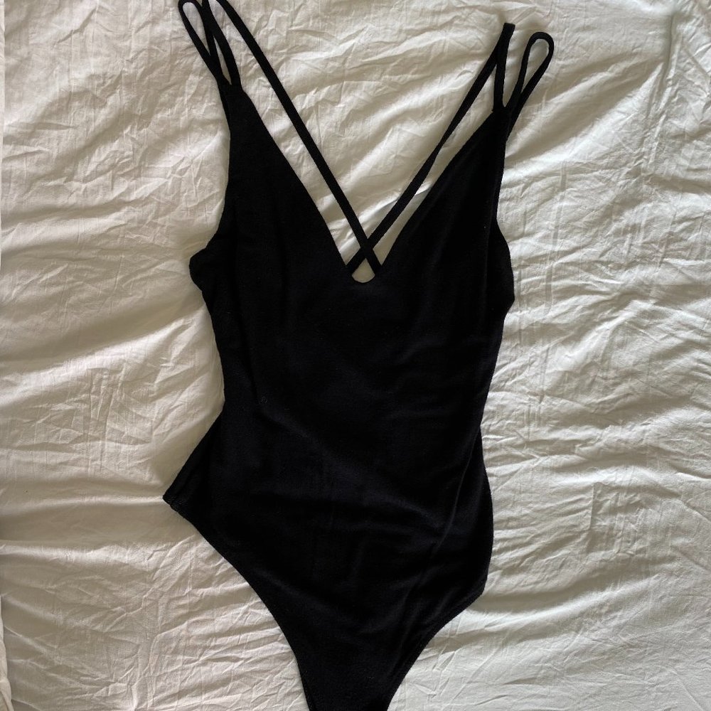 Black Body Suit - Cross back